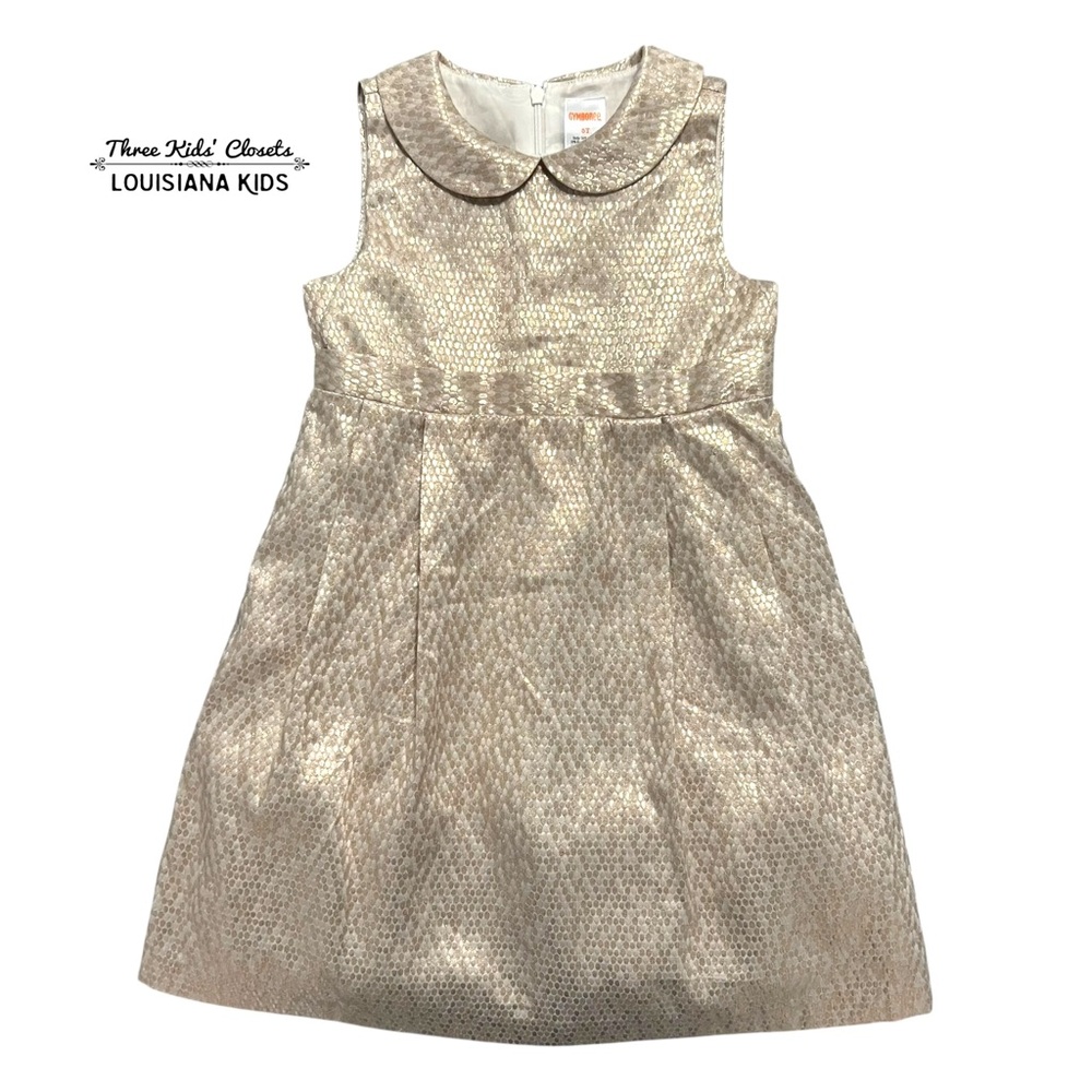 Gymboree 5T Champagne Gold Metallic Special Occasion Dress